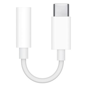 Adaptador de USB-C a auriculares de 3,5 mm de Apple, con el cable formando una U