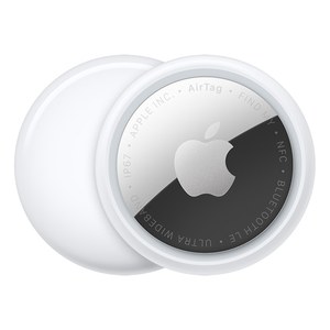 AirTag de Apple, disco blanco con el logotipo de Apple grabado