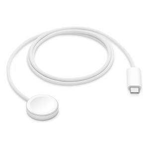 Cable de carga magnetica USB-C para Apple Watch, enrollado, con el disco y el conector
