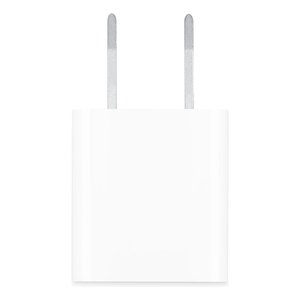 Adaptador de corriente USB de 5 W de Apple visto de frente