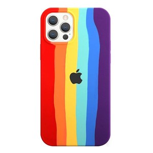 Case de silicona con los colores del arcoiris puesto en un iPhone
