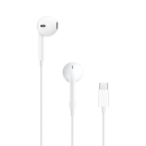 EarPods de Apple con conector USB-C: los dos auriculares y el conector
