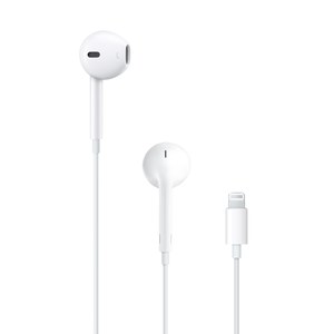 EarPods de Apple con conector Lightning: los dos auriculares y el conector