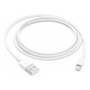Cable blanco de Apple con conector USB-A y conector Lightning, de un metro