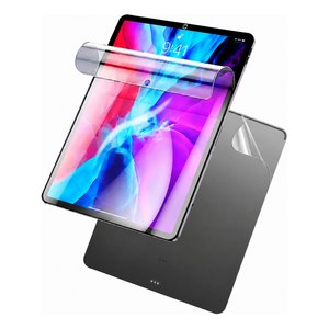 Lamina Hydrogel sobre la pantalla de un iPad, con la cara trasera detras