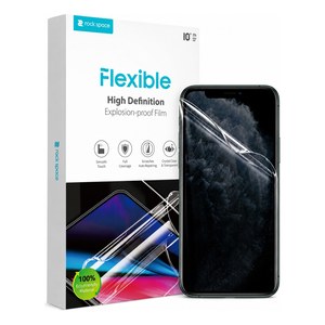 Caja de las micas Hydrogel con una lamina protectora y un iPhone